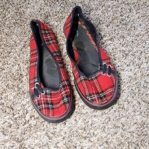 Ellemenno Red Plaid Slip-On Women's Shoes